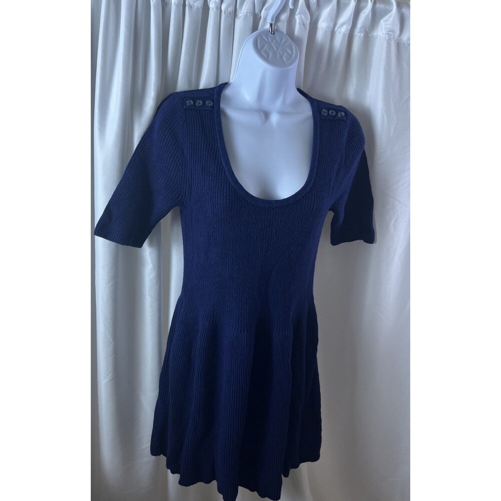 Motherhood Maternity Women’s Navy Blue Knit Sweater Fit & Flare Dress Size M